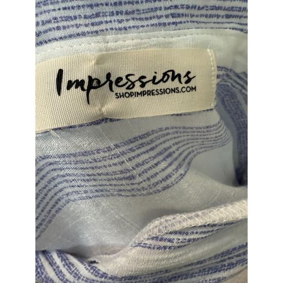 Beachy Striped Button-up Back‎ Rayon Rolled Sleeve Coverup Boutique Top Size XL - Picture 6 of 8